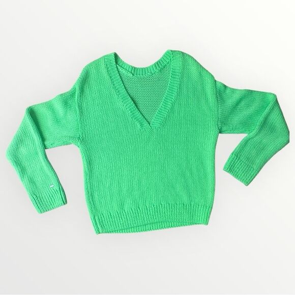 Neon Green V-Neck Sweater – Victoria’s Secret PINK Med - Picture 2 of 11